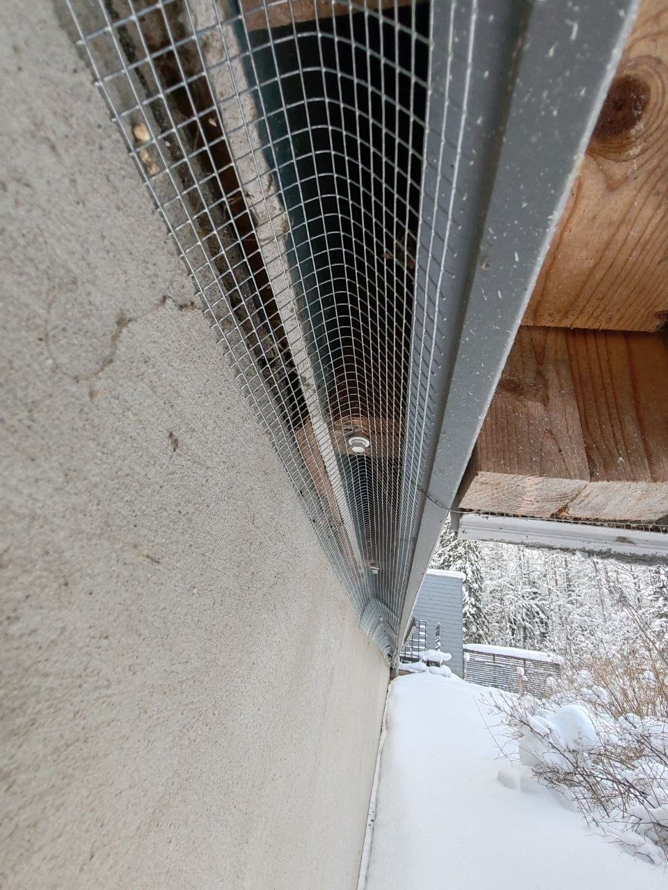 Asennettu jyrsijäverkko sokkelin ja ulkoverhouksen välisessä tuuletusraossa.